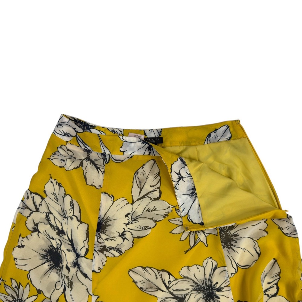 NWT Ann Taylor Factory Floral Midi Skirt 6P Yellow A-Line Flowy Summer Garden - Picture 4 of 10